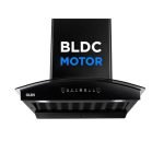 Hood FABIA Black Kitchen Chimney 60cm |1600m³/hr Suction Capacity | Filterless Thermal Auto Clean Chimney | Curved Glass Design |Touch & Gesture Control|1-Year Comprehensive Warranty & 7-Year Motor