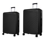 Verage V-Lite Firestone Combo Set of 2 (M-Check-in + L-Check-in) Black Hardsided Trolley Bags for Travel, Suitcase with Spinner Wheels, Anti-Theft Zippers Luggage