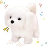 Hopping Walking White Dog Toy for Kids – Talking Sound Dog with Moving Tail, Head Shake & Realistic Actions | Soft Plush Interactive Animal Toy, Fun Gift & Childhood Companion for Boys & Girls