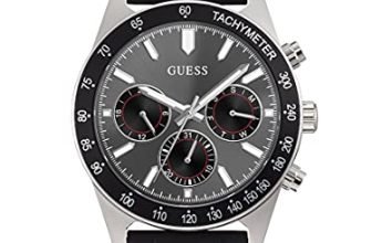 GUESS Altitude Analog Watch for man with Black Round Dial & Black Silicone Strap Band Water Resistant Men’s Wrist Watches – GW0332G1