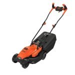 BLACK+DECKER BEMW451BH-B1 1200W Electric Lawn Mower With Bike Handle, 13″ (33cm) Winged Blade,Max. Mowing Area 300 Meter Square, 35 L Grassbox Capacity, 12m Cable Length, 1 Year Manufacturer Warranty