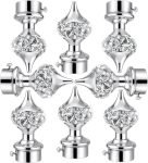 Ghazian Silver Curtain Knobs, Rod Rail Bracket Metal(Pack of 8)