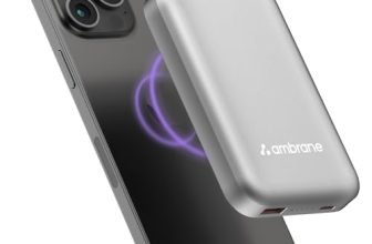 Ambrane Magsafe Wireless 10000Mah Fast Charging Power Bank,Strong Magnet,22.5W Output for iPhone 12 Back Cover & Above,Android & Other Qi Enabled Devices + Magnetic Ring (Aerosync Snap,Silver)