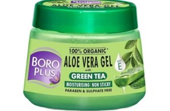 Boroplus Aloe Vera Gel With Green Tea 100% Organic For Skin & Hair, Rich In Vitamin E And Antiseptic Herbs For Smooth, Nourished And Moisturised Skin, 200Ml