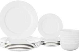 Amazon Brand – Solimo Ceramic Geometric Dinner Set( White ,18 Pieces )