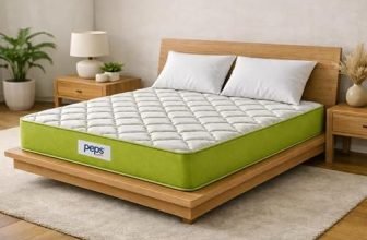 peps Springkoil Ortho Luxe 8 Inch Pocket Spring Latex Foam Mattress | Zero Disturbance™ | Anti-Microbial Multi-Layered Comfort | King Size (78X72 Inches) | 10-Year Warranty