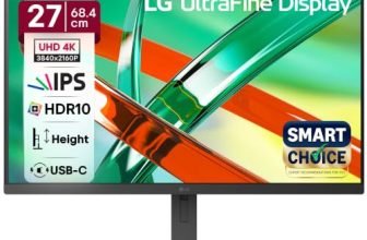 LG 27U730B-BA Smartchoice 68 cm (27 in) Ultrafine UHD (3840×2160) IPS Monitor, HDR10, DCI-P3 90%(Typ.), 3-Side Virtually Borderless, Anti-Glare, DP, HDMI, USB Type-C (65W PD), Tilt/Height Adjustable