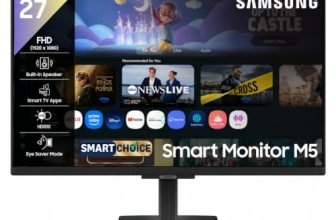 Samsung 27″ M5 Smart Monitor with Smart TV Experience (Smartchoice) |FHD 1920 x 1080| Screen Mirroring | IPS Pane l TV Plus| Speakers | Adaptive Sound | Wi-Fi | HDMI |Bluetooth| LS27FM500EWXXL | Black