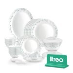 Treo by Milton Opalware Neuma Murel Dinner Set of 35 | Serving for 6|Microwave & Dishwasher Safe | Bone-Ash Free | Tempered Toughness | Plates, Bowls, Lid, Spoons | Crockery Set for Dining & Gifting
