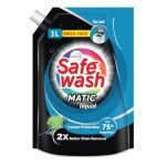 Safewash Top Load Matic Premium Liquid Detergent Refill Pouch | Colour Protect Technology | 2X Stain Removal | Suitable for All Fabrics | 3L or above