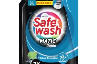 Safewash Top Load Matic Premium Liquid Detergent Refill Pouch | Colour Protect Technology | 2X Stain Removal | Suitable for All Fabrics | 3L or above
