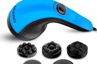 AGARO Atom Plus Electric Handheld Full Body Massager, 4 Massage Heads, Mesh Cover, Variable Speed Settings for Muscle Relief and Relaxation, Back, Leg & Foot (Blue)