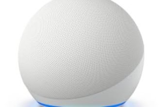 Amazon Echo Dot (5th Gen), smart speaker with Alexa+, vibrant sound, motion detection, temperature sensor, bluetooth, White
